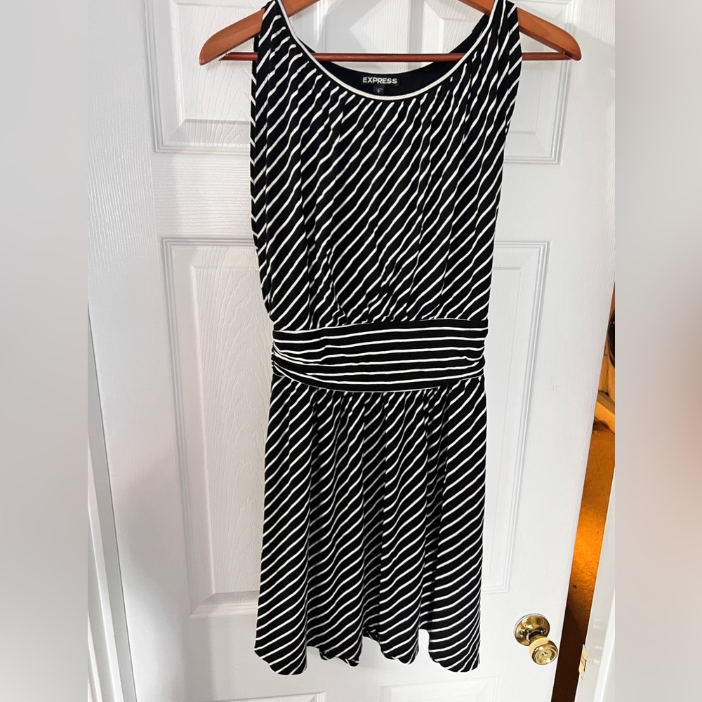 Black Striped Jersey Dress by Express